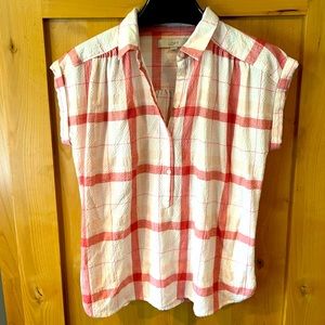 Loft lightweight plaid blouse, Size: Small